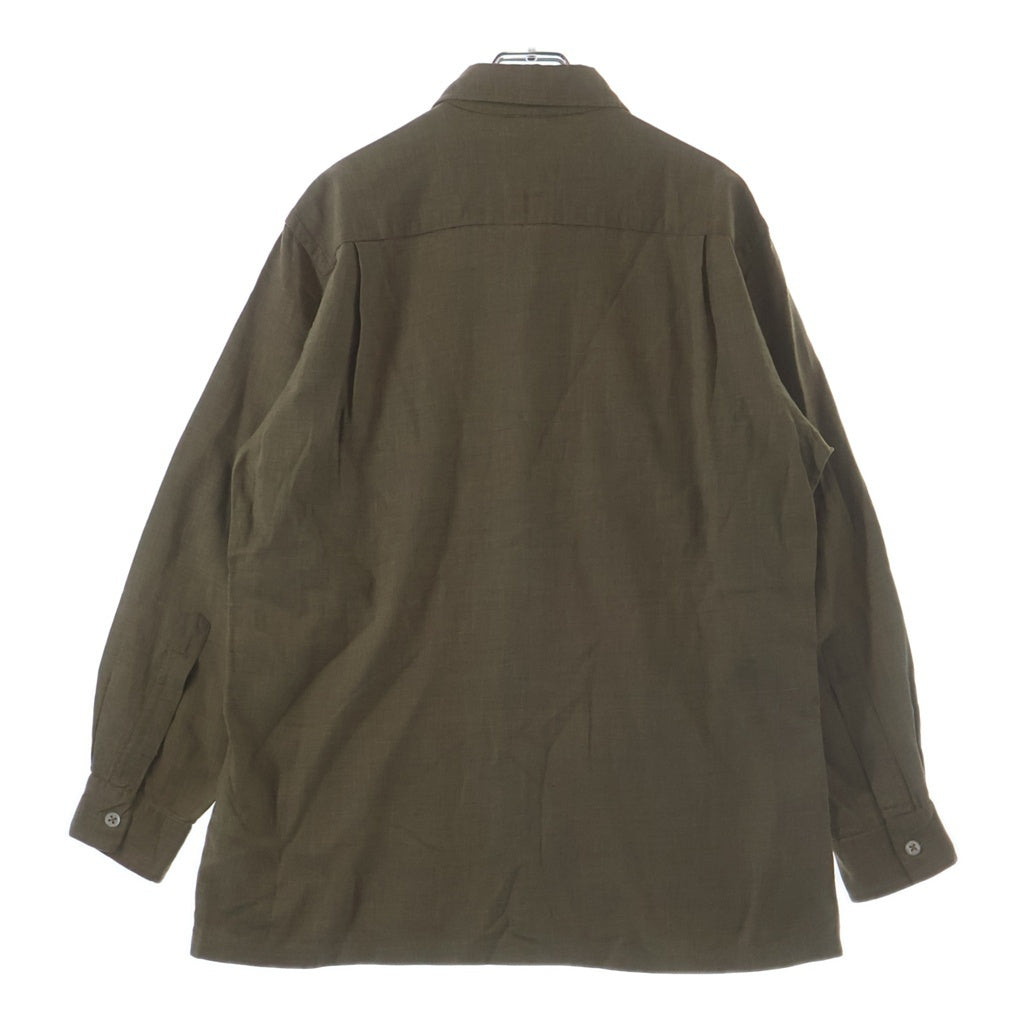 VINTAGE(ヴィンテージ) 50-60S VINTAGE NETHERFIELD L/S COTTON WOOL OPEN COLAR SHIRT ヴィンテージ インディアンコットン ウール混 長袖オープンカラー 開襟シャツ カーキ
