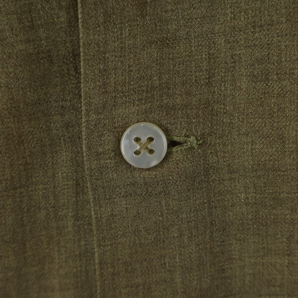 VINTAGE(ヴィンテージ) 50-60S VINTAGE NETHERFIELD L/S COTTON WOOL OPEN COLAR SHIRT ヴィンテージ インディアンコットン ウール混 長袖オープンカラー 開襟シャツ カーキ