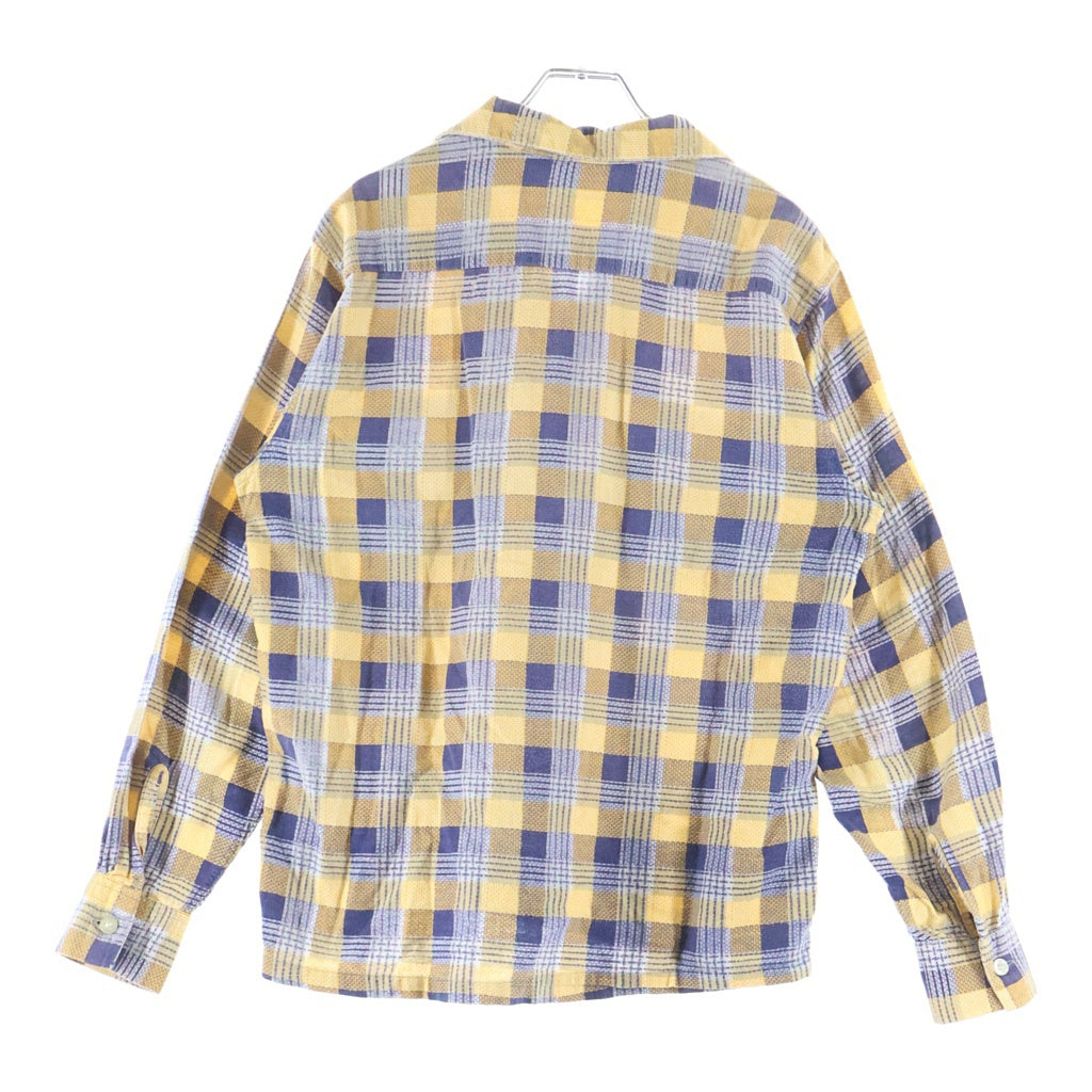 VINTAGE(ヴィンテージ) 60S VINTAGE L/S PRINT FLANNEL OPEN COLLAR SHIRT ヴィンテージ チェック柄 長袖プリネルオープンカラー 開襟シャツ イエロー/パープル