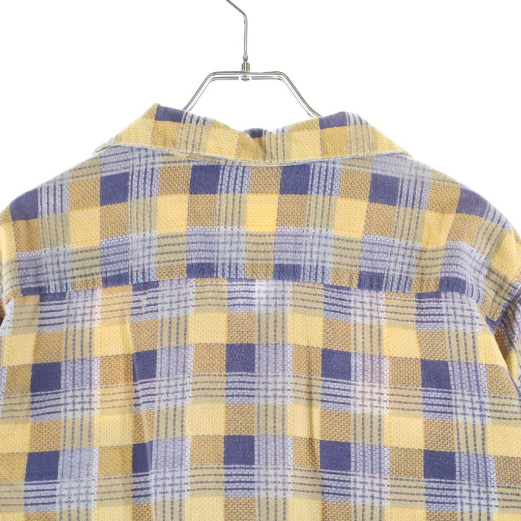 VINTAGE(ヴィンテージ) 60S VINTAGE L/S PRINT FLANNEL OPEN COLLAR SHIRT ヴィンテージ チェック柄 長袖プリネルオープンカラー 開襟シャツ イエロー/パープル