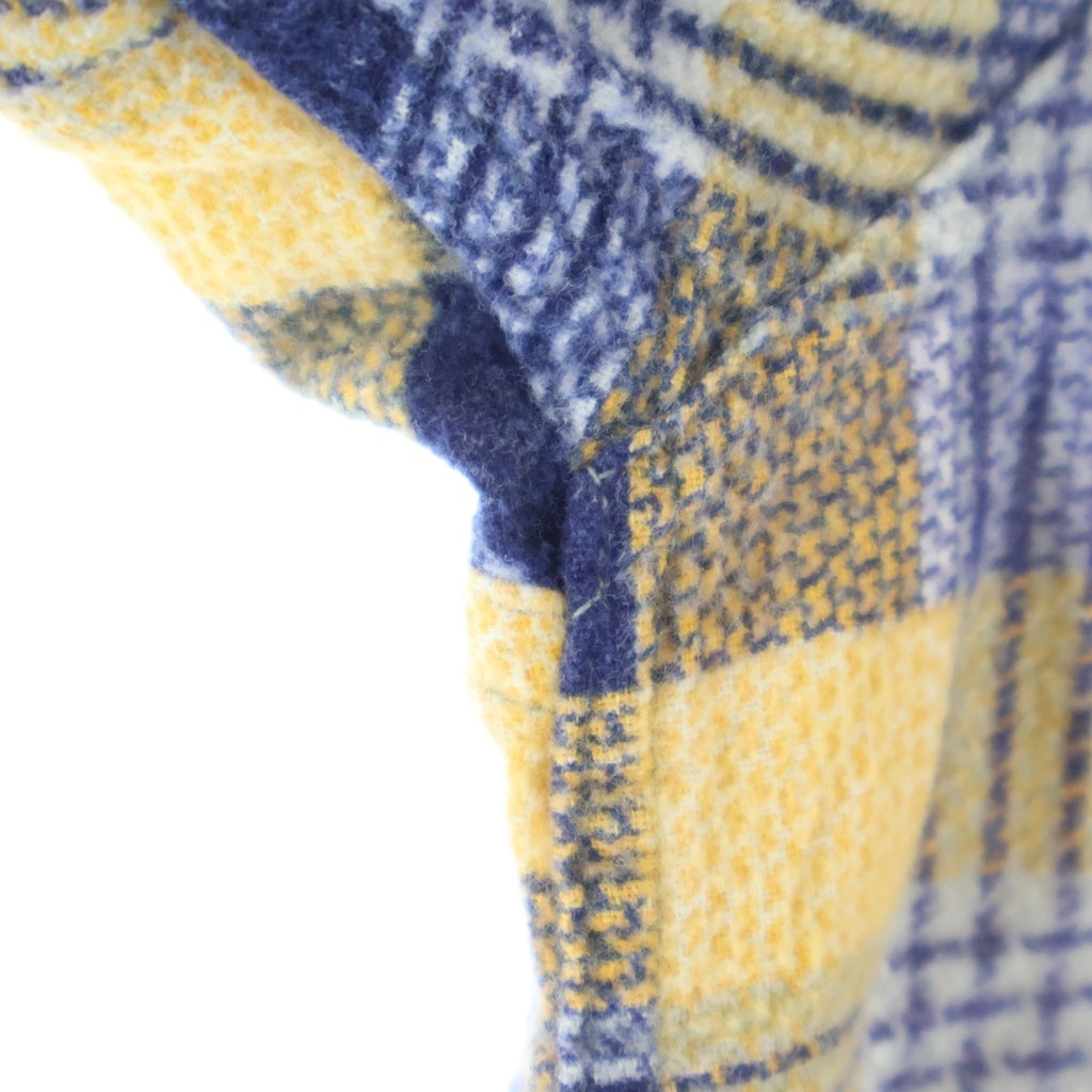 VINTAGE(ヴィンテージ) 60S VINTAGE L/S PRINT FLANNEL OPEN COLLAR SHIRT ヴィンテージ チェック柄 長袖プリネルオープンカラー 開襟シャツ イエロー/パープル