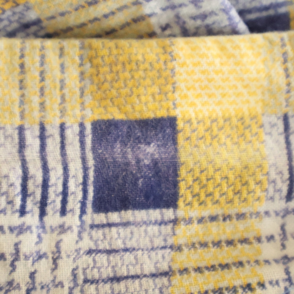 VINTAGE(ヴィンテージ) 60S VINTAGE L/S PRINT FLANNEL OPEN COLLAR SHIRT ヴィンテージ チェック柄 長袖プリネルオープンカラー 開襟シャツ イエロー/パープル