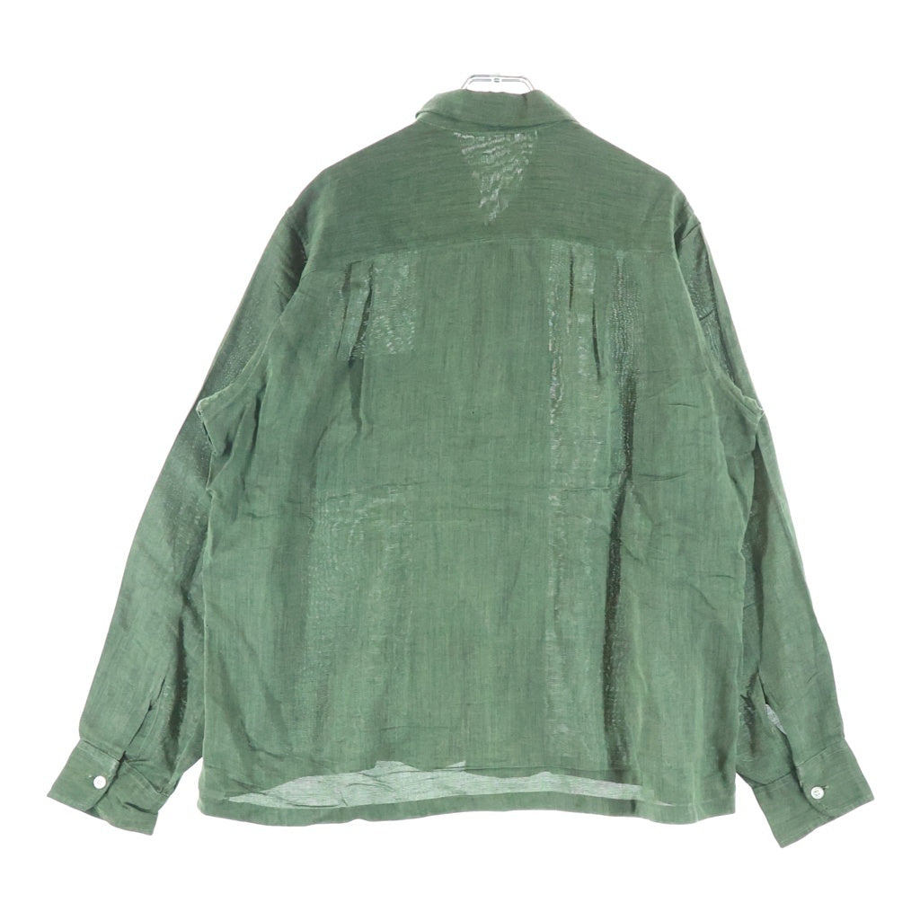 VINTAGE(ヴィンテージ) 60S VINTAGE L/S OPEN COLLAR SHIRT ヴィンテージ ポケットデザイン リネン 長袖オープンカラー 開襟シャツ グリーン