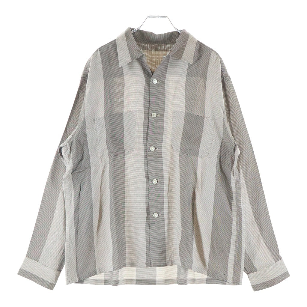 VINTAGE(ヴィンテージ) 60S VINTAGE L/S OPEN COLLAR SHIRT ヴィンテージ ストライプデザイン 長袖オープンカラー 開襟シャツ グレー