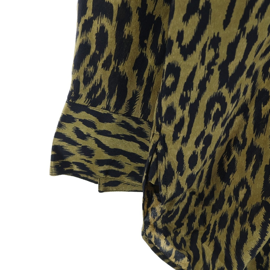 SAINT LAURENT PARIS(サンローランパリ) 21AW レオパード柄 シルクボタンダウンシャツ 長袖シャツ イエロー/ブラック 653860 Y1D94