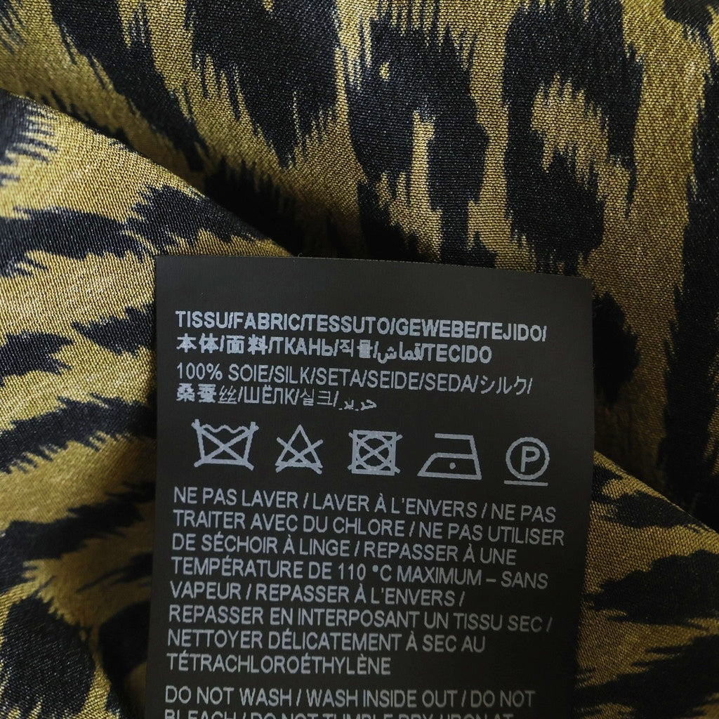 SAINT LAURENT PARIS(サンローランパリ) 21AW レオパード柄 シルクボタンダウンシャツ 長袖シャツ イエロー/ブラック 653860 Y1D94