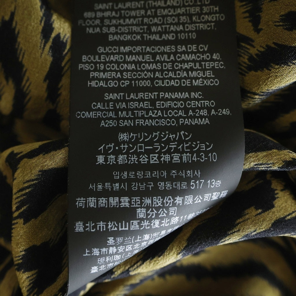 SAINT LAURENT PARIS(サンローランパリ) 21AW レオパード柄 シルクボタンダウンシャツ 長袖シャツ イエロー/ブラック 653860 Y1D94