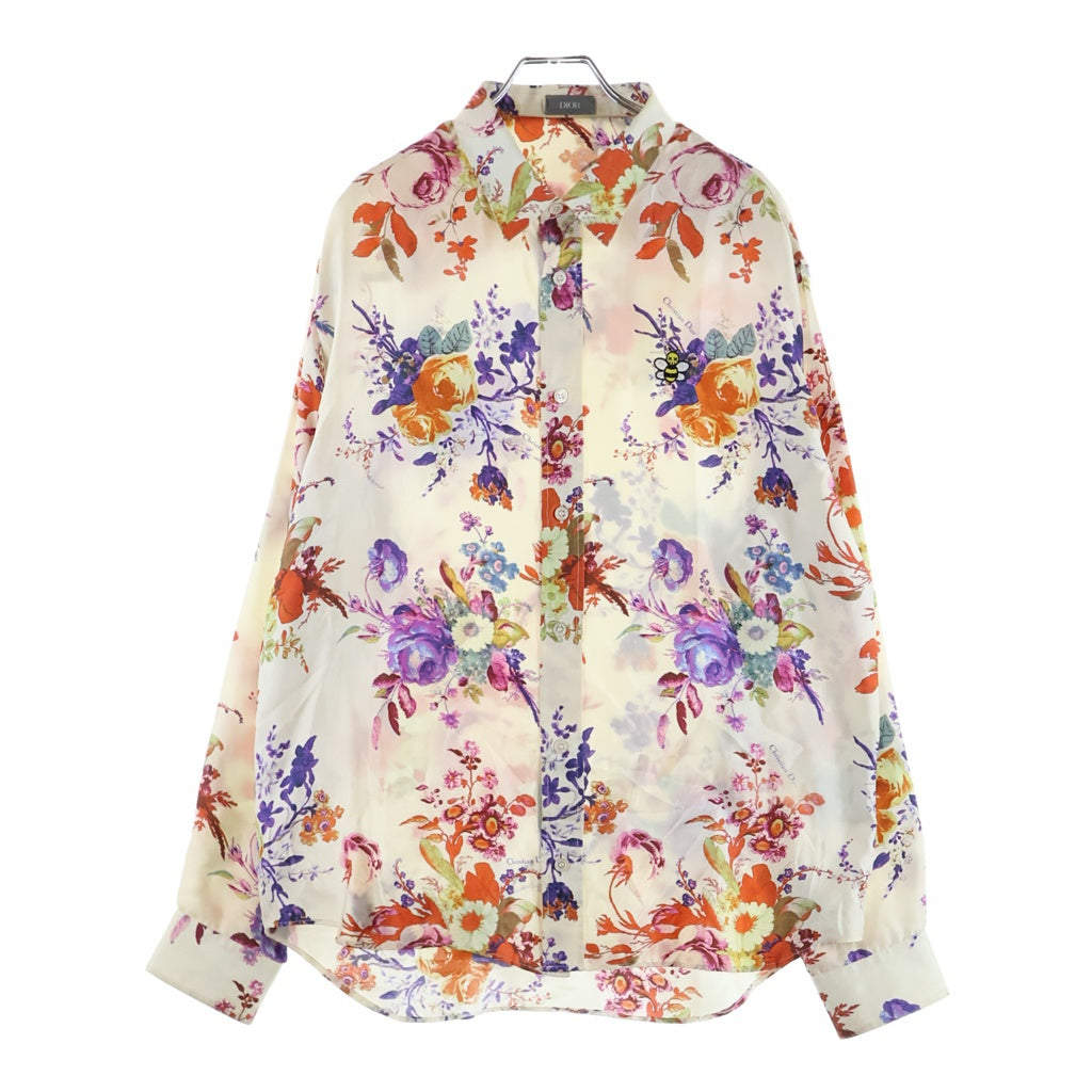 DIOR(ディオール) 19SS ×KAWS カウズ BEEエンブロイダリー 総柄シルク長袖シャツ ホワイト 923C561W6016