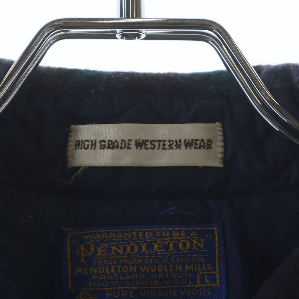 PENDLETON(ペンドルトン) 70S VINTAGE HIGH GRADE WESTERN WEAR L/S OMBRE CHECK WESTERN SHIRT ヴィンテージ USA製 オンブレチェック柄 長袖ウールウェスタンシャツ ブルー/グレー