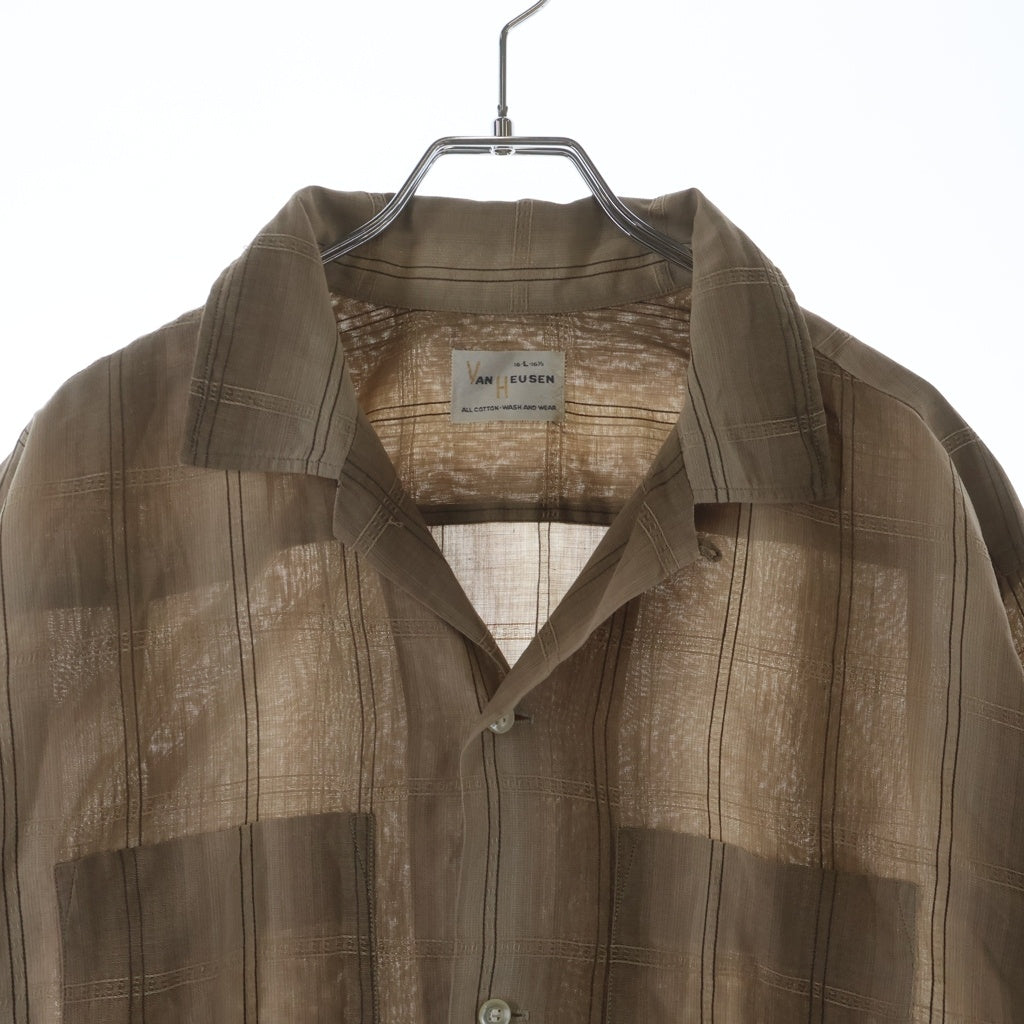 VINTAGE(ヴィンテージ) 60S VINTAGE VAN HEUSEN L/S CHECK OPEN COLLAR SHIRT ヴィンテージ ヴァンフューゼン チェック柄 長袖オープンカラー 開襟シャツ ブラウン