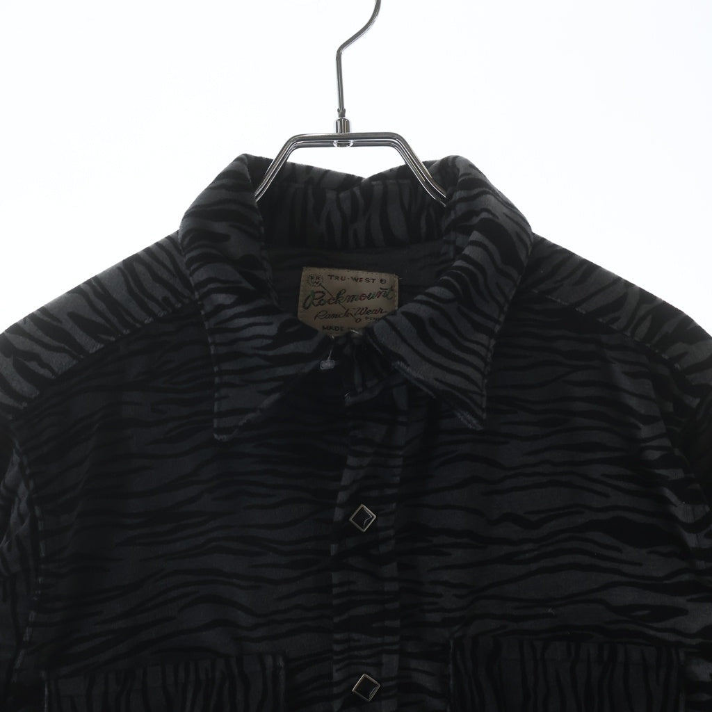 VINTAGE(ヴィンテージ) 60-70S VINTAGE ROCK MOUNT L/S WESTERN SHIRT ヴィンテージ ロックマウント USA製 ベロア 長袖ウェスタンシャツ グレー/ブラック