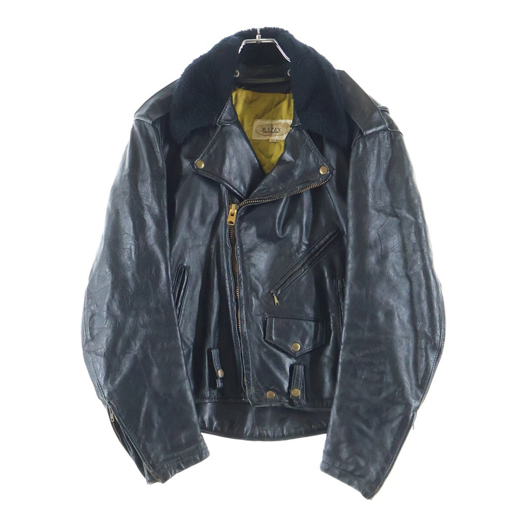 VINTAGE(ヴィンテージ) 60S VINTAGE BATES DOUBLE RIDERS JACKET ヴィンテージ ベイツ 襟ボア TALONジップ 裏地ロゴ総柄 レザー ダブルライダースジャケット ブラック