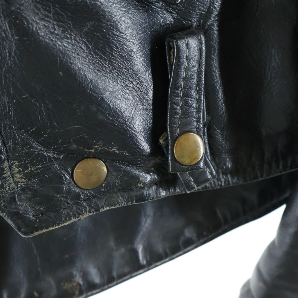 VINTAGE(ヴィンテージ) 60S VINTAGE BATES DOUBLE RIDERS JACKET ヴィンテージ ベイツ 襟ボア TALONジップ 裏地ロゴ総柄 レザー ダブルライダースジャケット ブラック