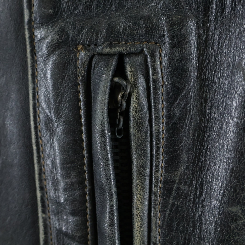VINTAGE(ヴィンテージ) 40-50S HERCULES HORSE HIDE RIDERS JACKET ヴィンテージ ヘラクレス 裏地ウールチェック Dポケット ホースハイド ダブルライダースジャケット ブラック