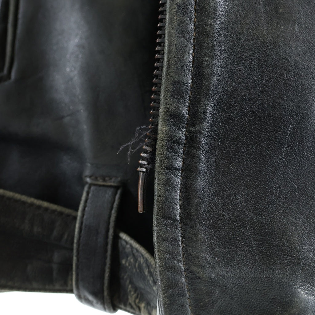 VINTAGE(ヴィンテージ) 40-50S HERCULES HORSE HIDE RIDERS JACKET ヴィンテージ ヘラクレス 裏地ウールチェック Dポケット ホースハイド ダブルライダースジャケット ブラック