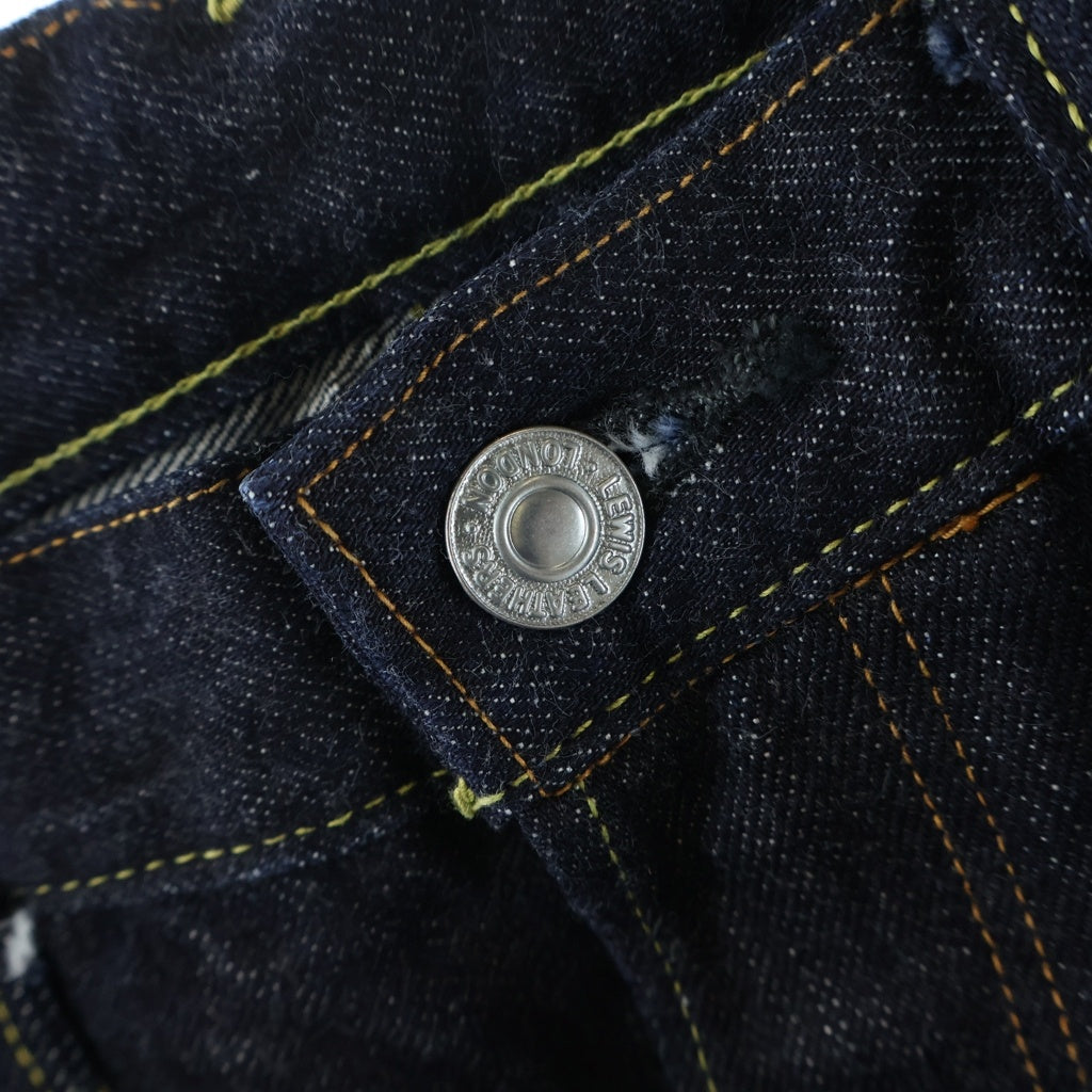 Lewis Leathers(ルイスレザー) ボタンフライ レザーパッチ コットン リジットデニムパンツ インディゴ