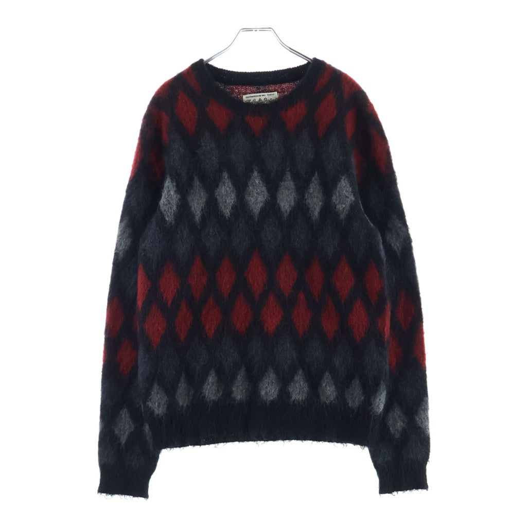 WACKO MARIA ワコマリア 14AW モヘア ダイアモンドチェック クルーネックニット セーター ブラック/レッド 14AW-KNT-03 WACKO MARIA(ワコマリア) 14AW モヘア ダイアモンドチェック クルー