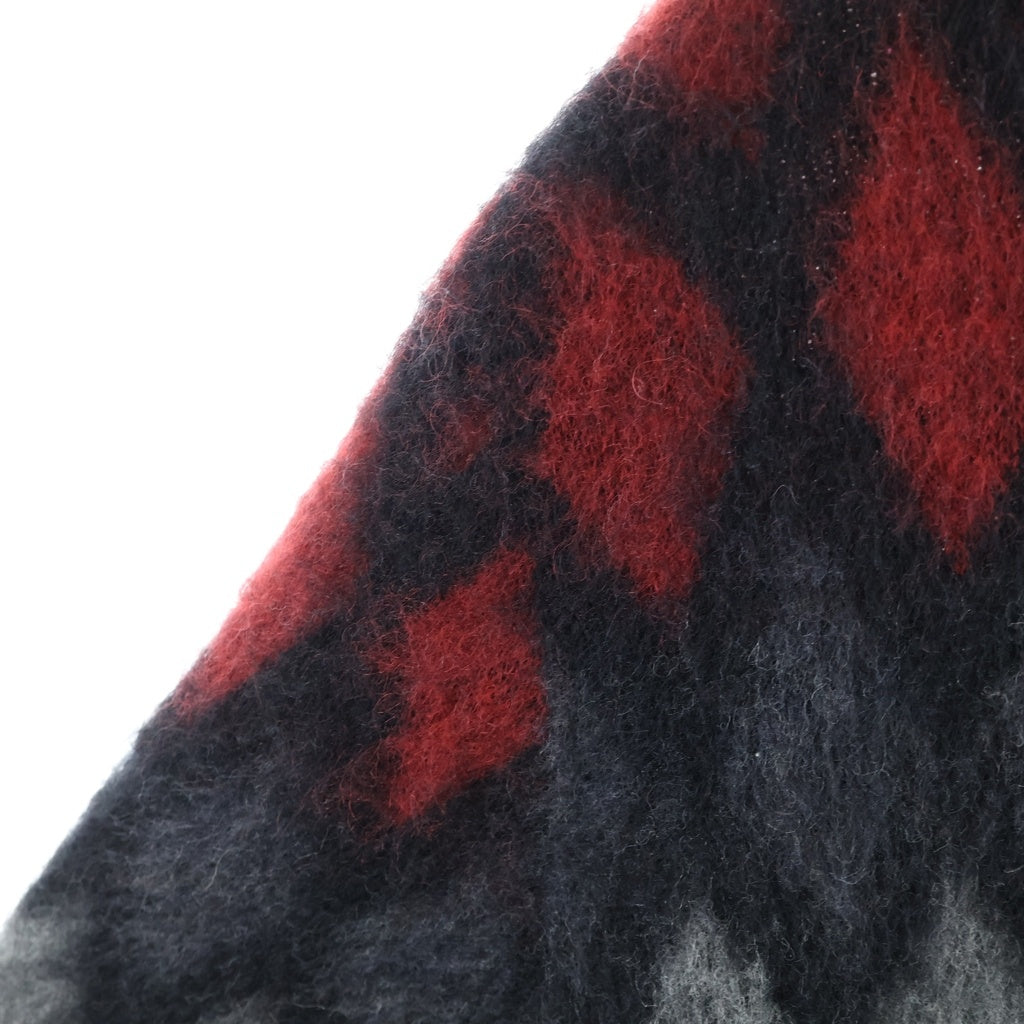 WACKO MARIA(ワコマリア) 14AW モヘア ダイアモンドチェック クルーネックニット セーター ブラック/レッド 14AW-KNT-03
