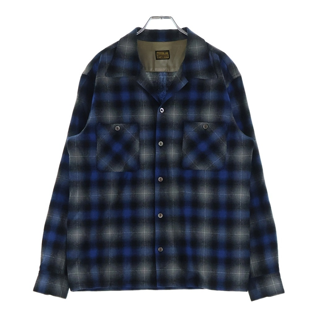 TENDERLOIN(テンダーロイン) 08AW T-WOOL SHT ウール オンブレチェック 長袖オープンカラーシャツ ブルー