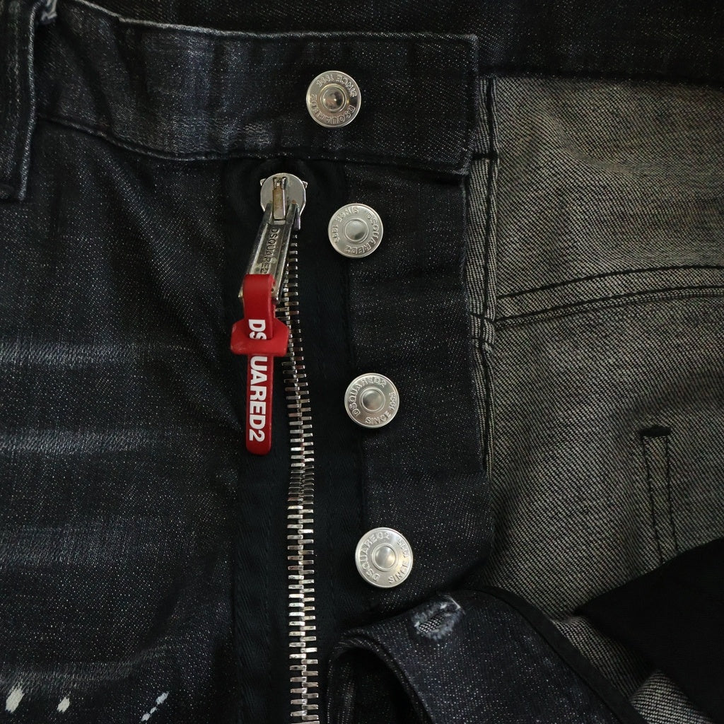 DSQUARED2(ディースクエアード) Skater Jean スケーター ペンキ加工 テーパードデニムパンツ ブラック S74LB1451