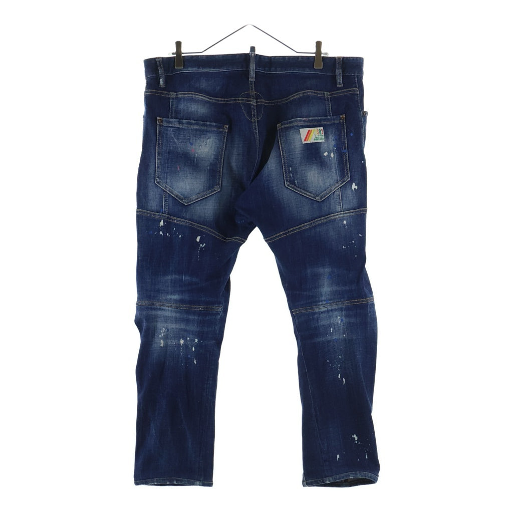 DSQUARED2(ディースクエアード) Tidy Biker Jean ティディ バイカー ペンキ ダメージ加工 スリムフィットデニムパンツ インディゴ S74LB1495