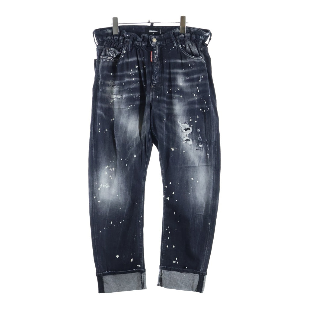 DSQUARED2(ディースクエアード) Big Brother Jean ビッグブラザー ペンキ ダメージ加工 テーパードデニムパンツ ブラック S71LB1372