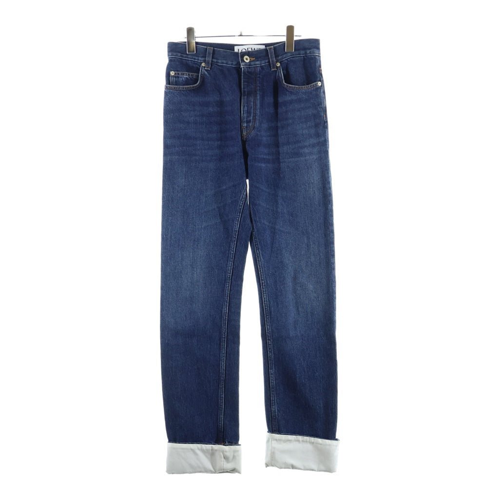 LOEWE(ロエベ) TURN-UP DENIM JEANS フィッシャーマン ターンアップ ボタンフライ ストレートデニムパンツ インディゴ H526Y11W33