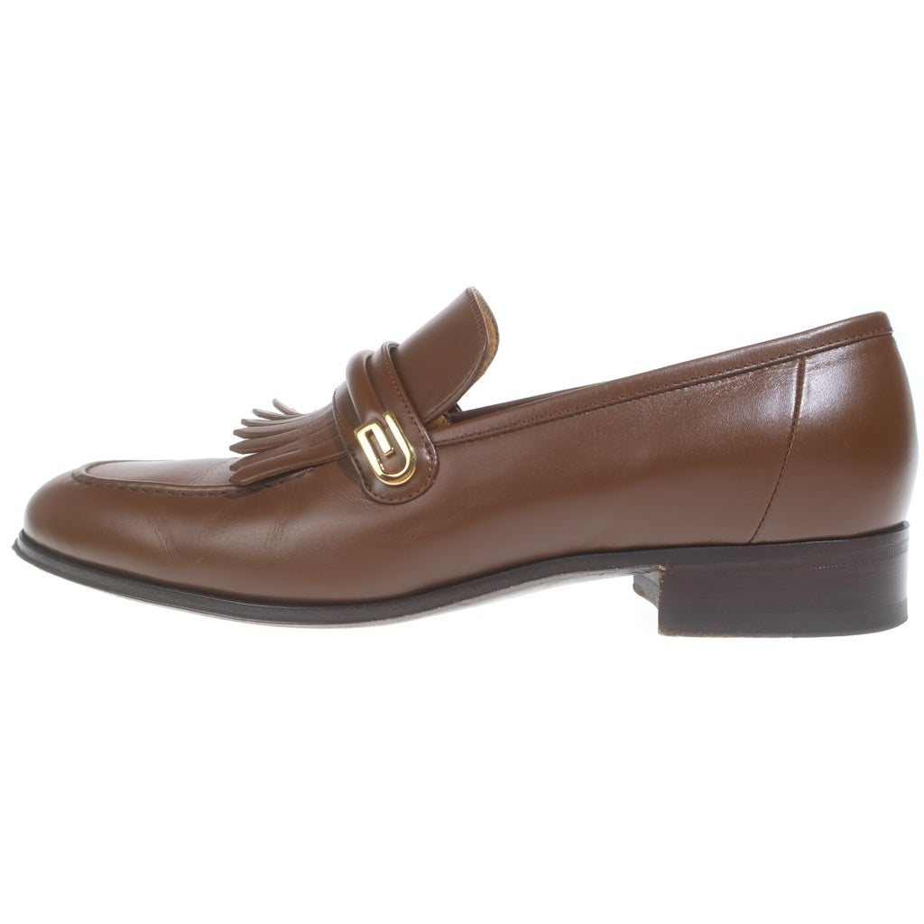 GUCCI(グッチ) Gゴールド金具 フリンジ付 キルトタッセルレザーローファー ブラウン 714680
