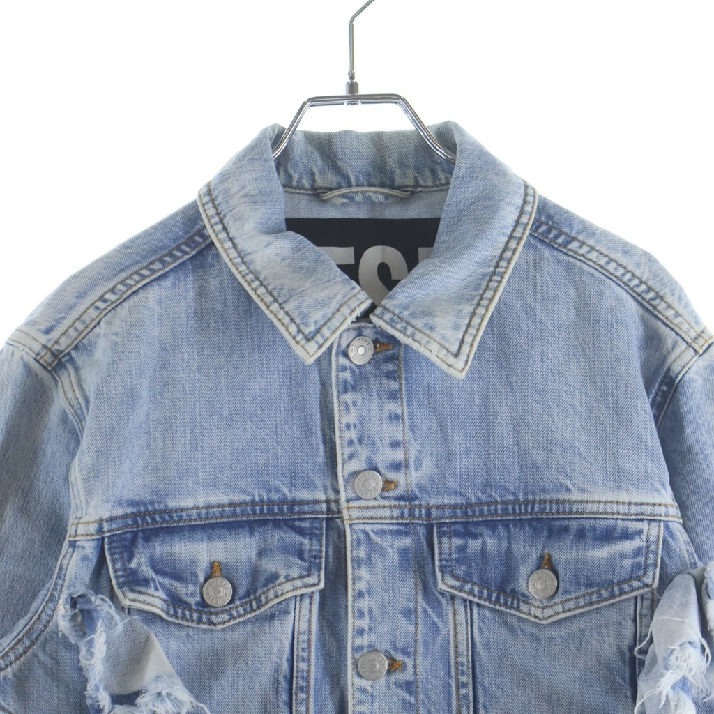 DIESEL(ディーゼル) フリルデザイン カットオフ加工 デニムトラッカージャケット レディース インディゴ 00SXFG