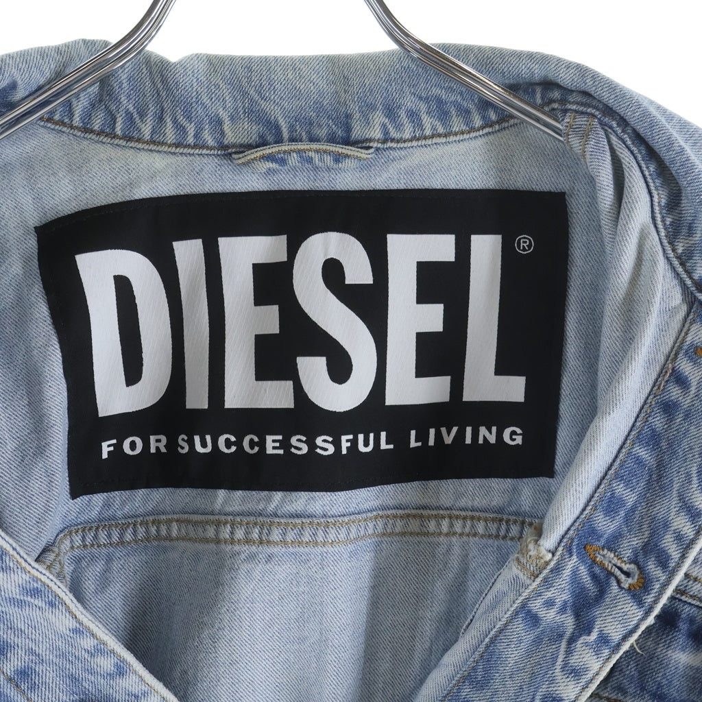 DIESEL(ディーゼル) フリルデザイン カットオフ加工 デニムトラッカージャケット レディース インディゴ 00SXFG