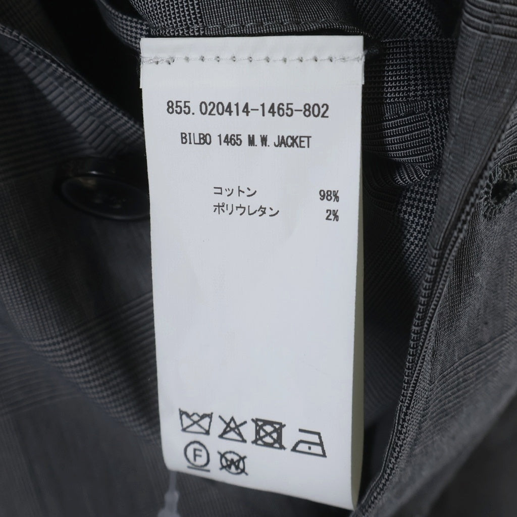 DRIES VAN NOTEN(ドリスヴァンノッテン) BILBO 1465 M.W.JACKET ビルボ グレンチェック コットン 3B アンコンジャケット グレー 855.020414-1465-802