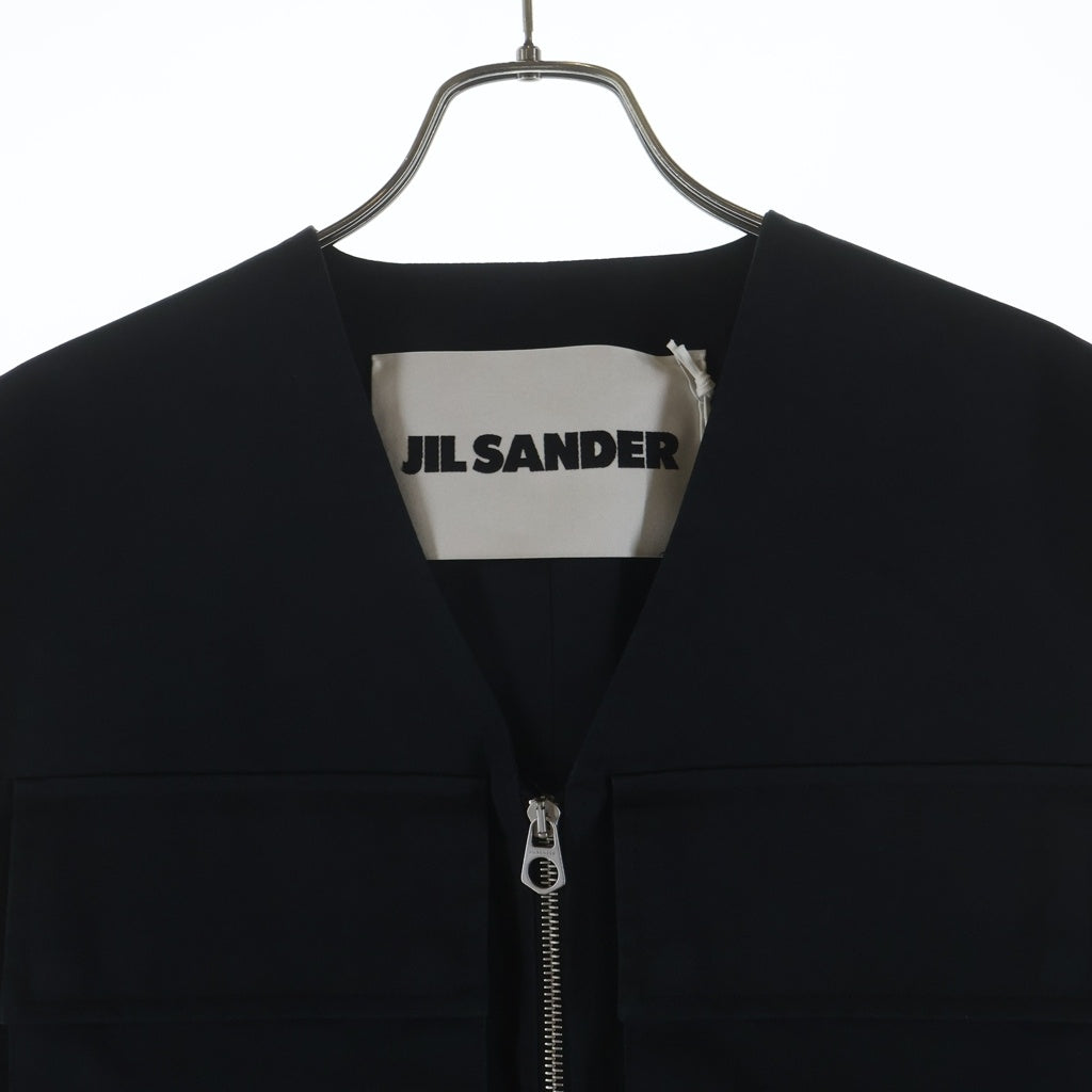 JIL SANDER(ジルサンダー) 25SS CARGO VEST フロントマルチポケット ダブルジップ カーゴベスト ブラック J22SW0001 J45266