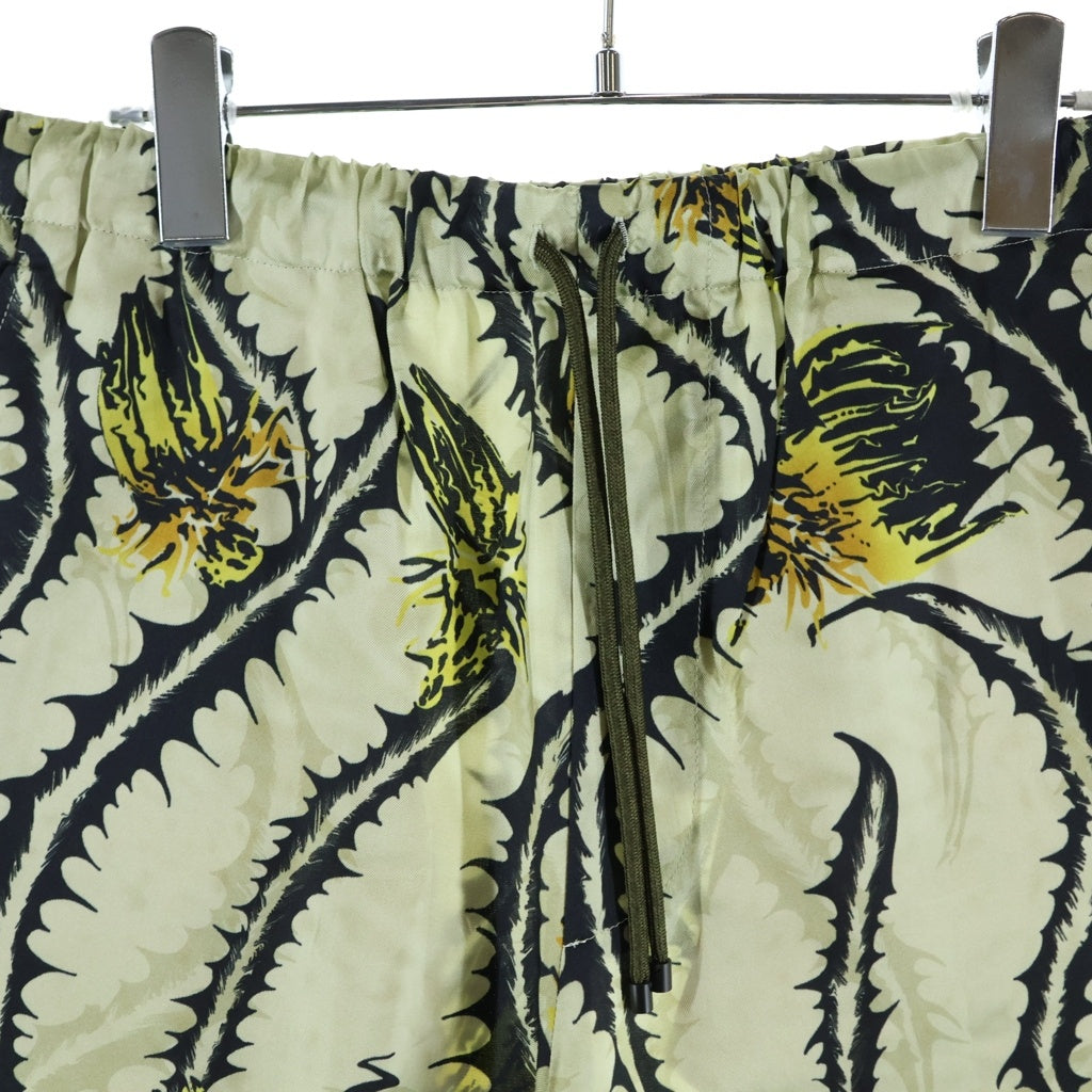 DRIES VAN NOTEN(ドリスヴァンノッテン) 25SS PIPERI 1001 M.W.PANTS ピペリ ボタニカル総柄 レーヨン イージーショーツ ハーフパンツ ベージュ/ブラック 251-020931