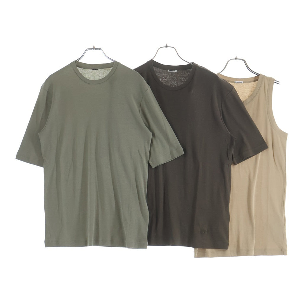 JIL SANDER +(ジルサンダープラス) 24SS KIT T-SHIRT SS 3ピース レイヤードデザイン コットンジャージー クルーネック 半袖Tシャツ タンクトップ カットソー J47FV0103 JTN356