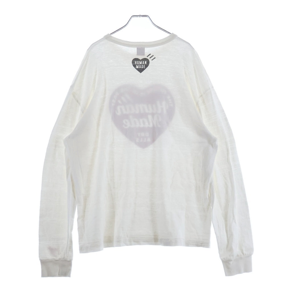 HUMAN MADE(ヒューマンメイド) GRAPHIC L/S T-SHIRT ハートロゴプリント クルーネック 長袖Tシャツ カットソー ホワイト HM28CS035