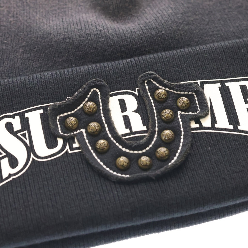 SUPREME(シュプリーム) 25AW ×True Religion Beanie トゥルーレリジョン ロゴプリント ビーニー ニットキャップ 帽子 ブラック