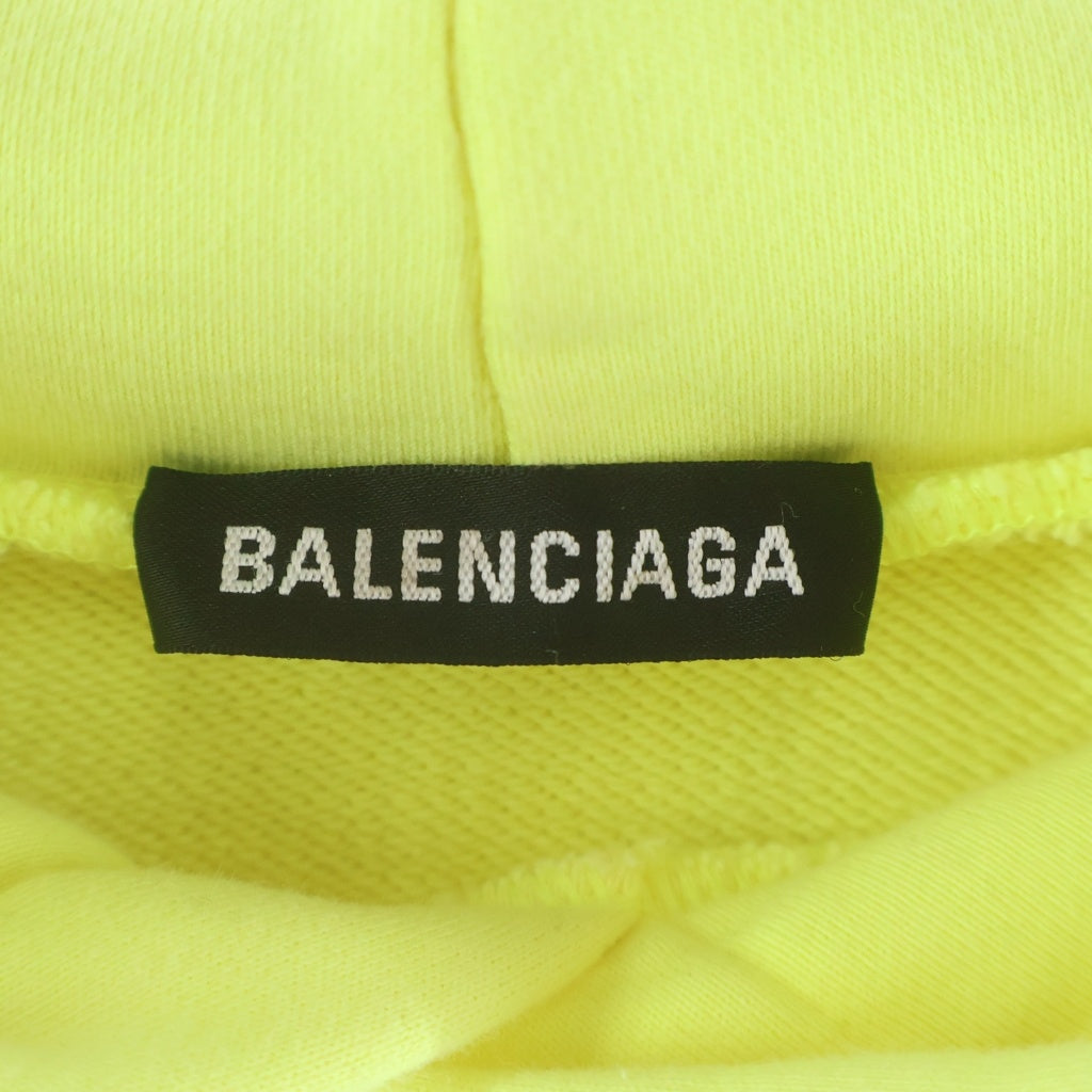BALENCIAGA(バレンシアガ) 20AW CREW HOODIE ロゴプリント プルオーバースウェットフーディー パーカー イエロー 600583 TIV75