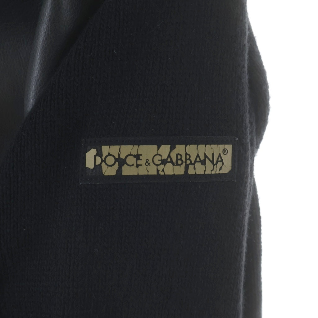 DOLCE & GABBANA(ドルチェアンドガッバーナ) 袖ロゴパッチ フロントドッキング ウール ドライバーズニット ブラック/グレー