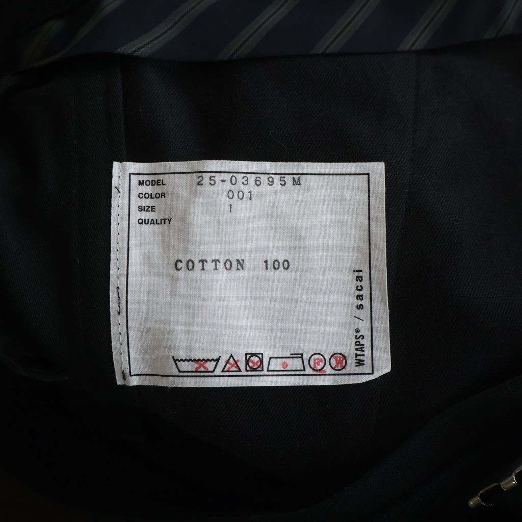 Sacai(サカイ) 25SS ×WTAPS COTTON BACK SATIN PANTS ダブルタップス コットン バック サテン カーゴパンツ ブラック 25-03695M