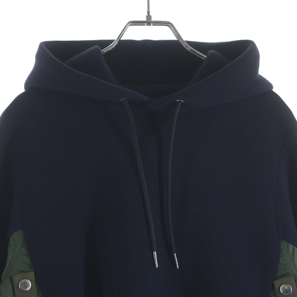 Sacai(サカイ) 23AW HYBRID PARKA ハイブリッド ドッキング プルオーバースウェットパーカー フーディー ネイビー/カーキ SCM-057