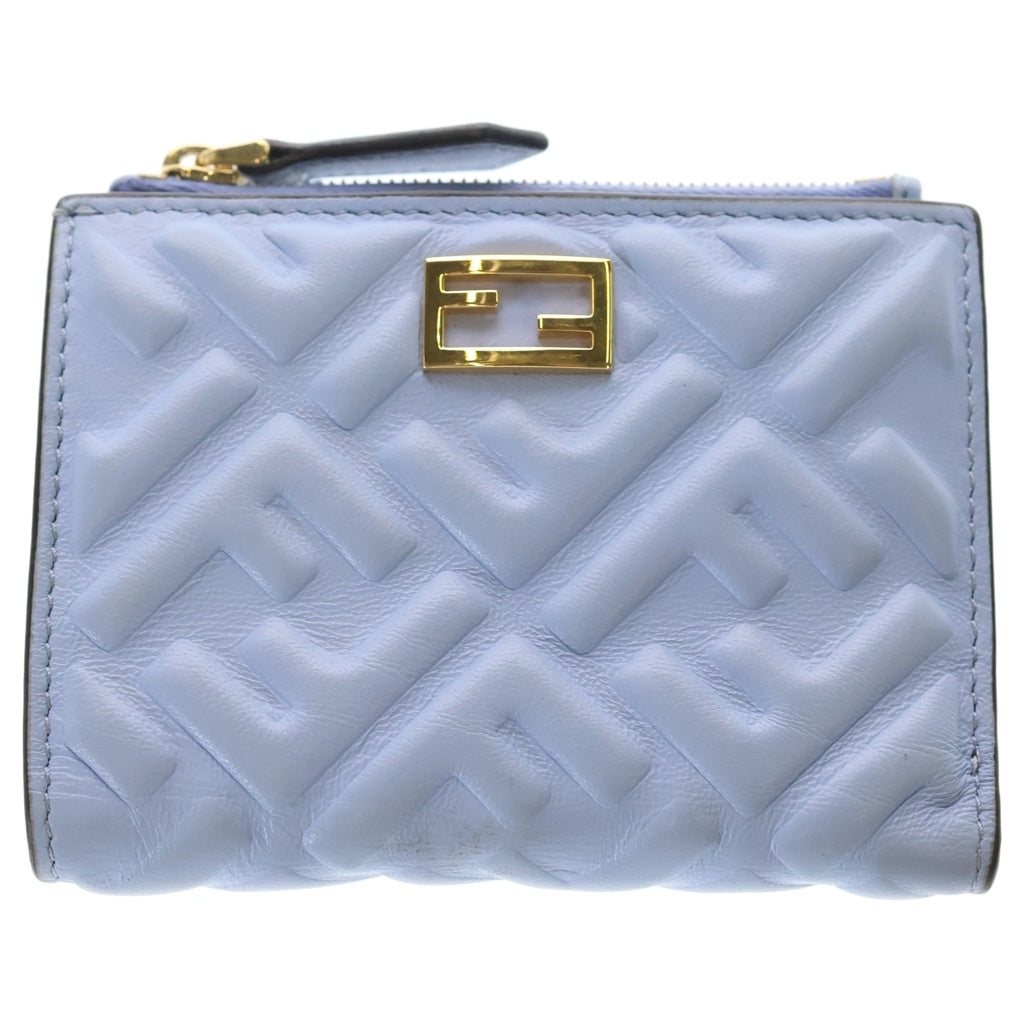 FENDI(フェンディ) FFロゴ ナッパレザー ウォレット 二つ折り財布 ブルー 8M0447 レディース