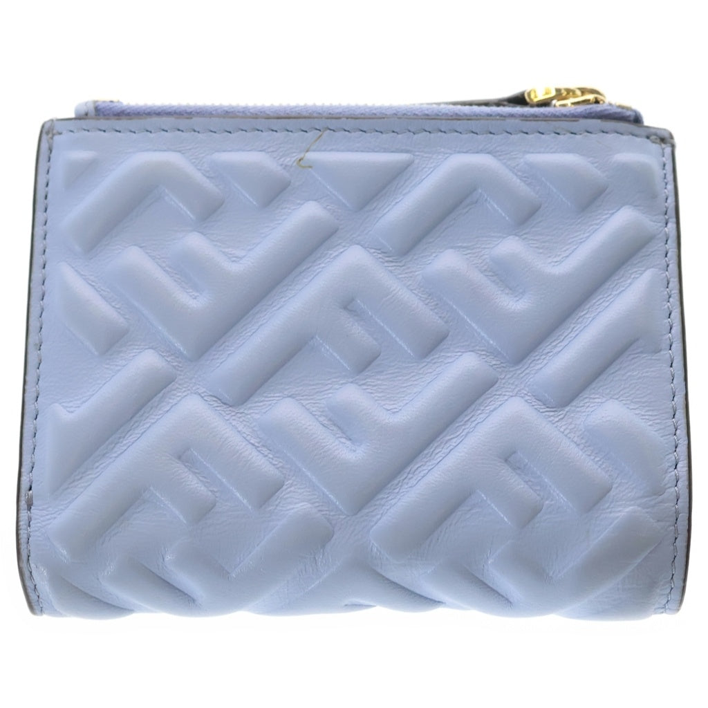 FENDI(フェンディ) FFロゴ ナッパレザー ウォレット 二つ折り財布 ブルー 8M0447 レディース