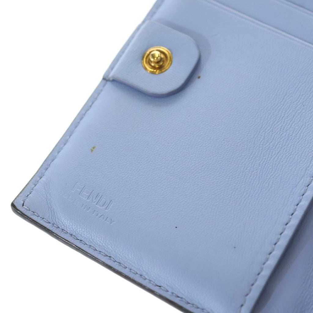 FENDI(フェンディ) FFロゴ ナッパレザー ウォレット 二つ折り財布 ブルー 8M0447 レディース
