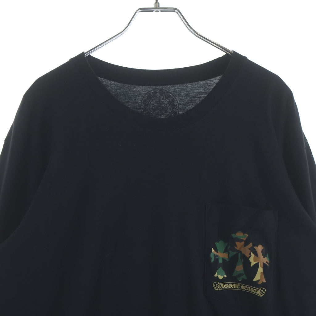 CHROME HEARTS(クロムハーツ) CAMO HORSESHOE L/S TEE バックホースシュー アームロゴ カモ柄プリント クルーネック 長袖Tシャツ カットソー ブラック