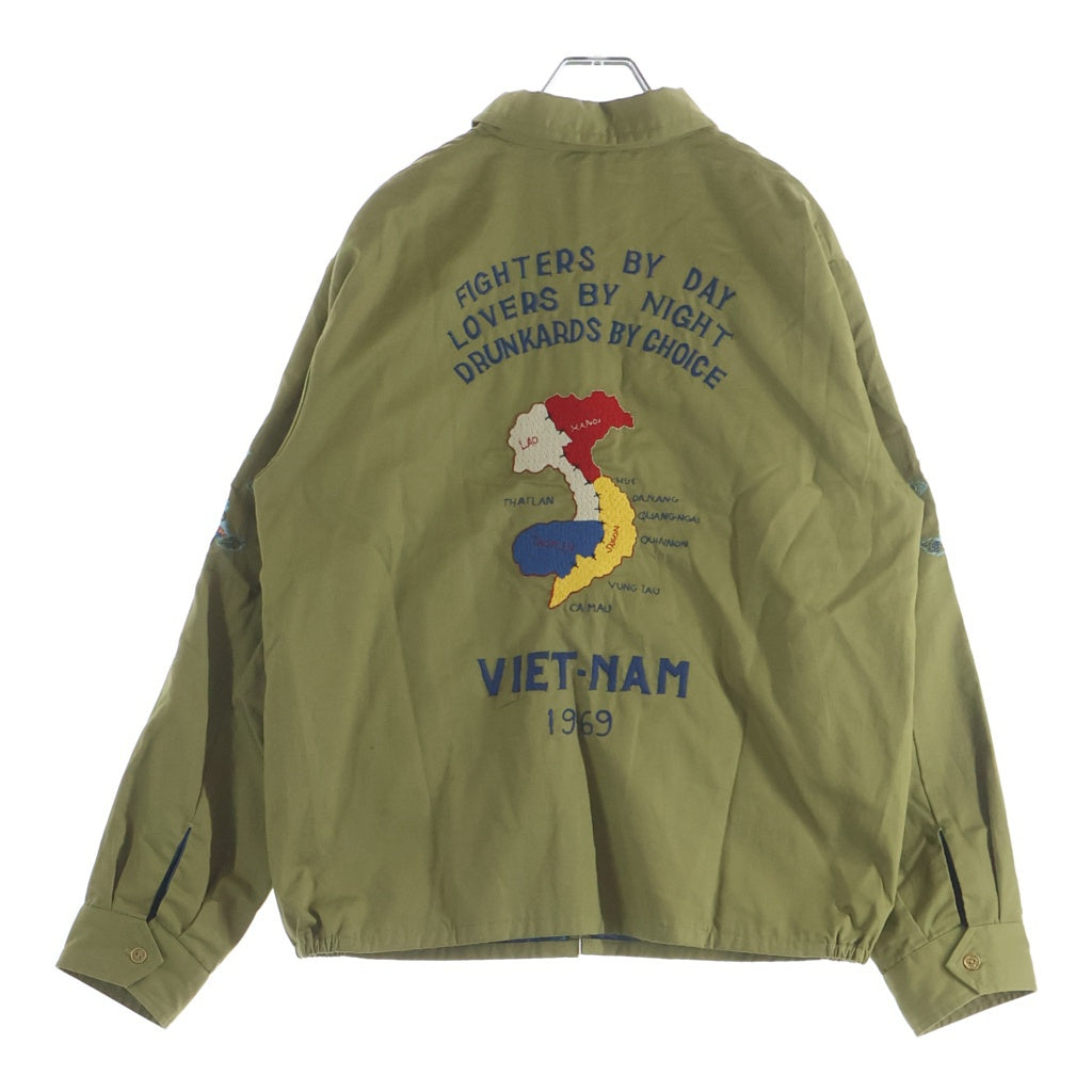 東洋エンタープライズ(トウヨウエンタープライズ) LATE 1960S STYLE COTTON VIETNUM JACKET 刺繍デザイン コットンベトナムジャケット ベトジャン ジップアップブルゾン カーキ TT15684