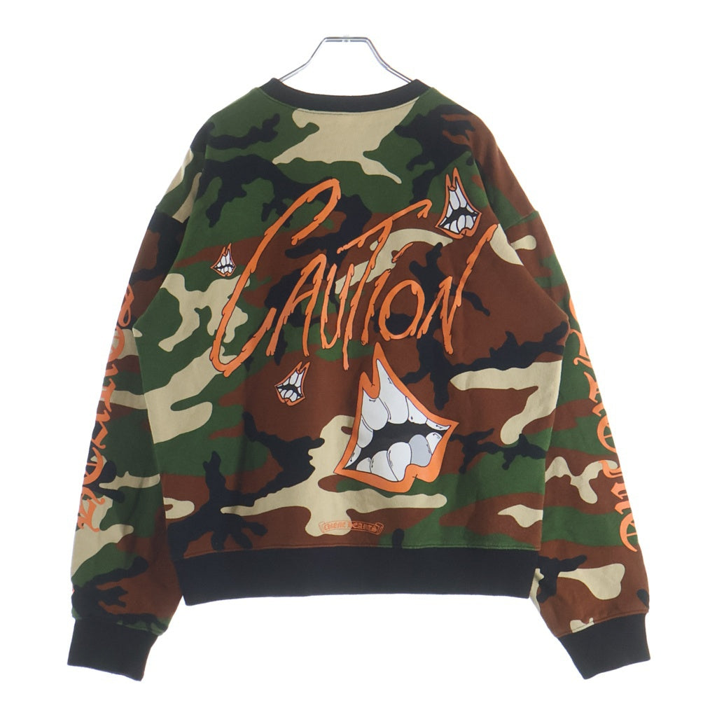 CHROME HEARTS(クロムハーツ) ×MATTY BOY PPO CAUTION CREW マッティボーイ カモフラ総柄 チョンパープリント クルーネックスウェットトレーナー カーキ