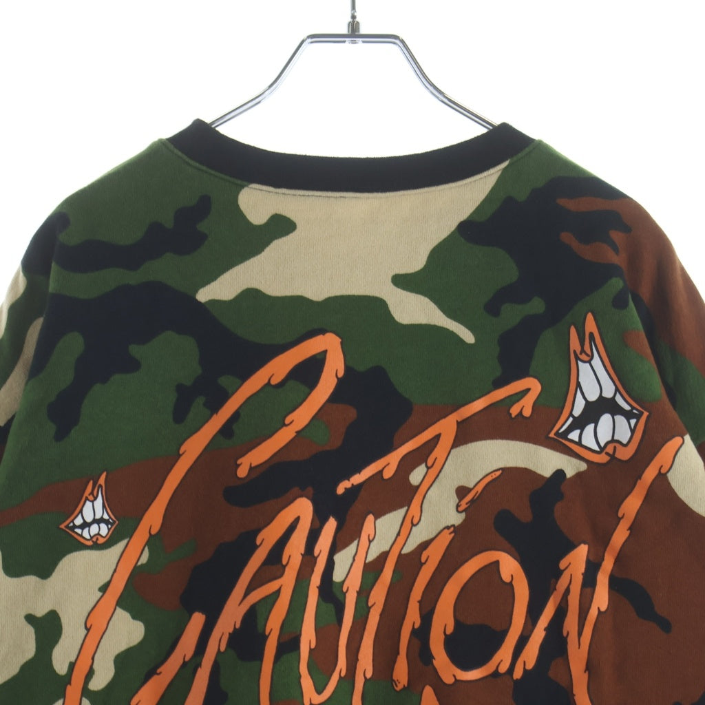 CHROME HEARTS(クロムハーツ) ×MATTY BOY PPO CAUTION CREW マッティボーイ カモフラ総柄 チョンパープリント クルーネックスウェットトレーナー カーキ