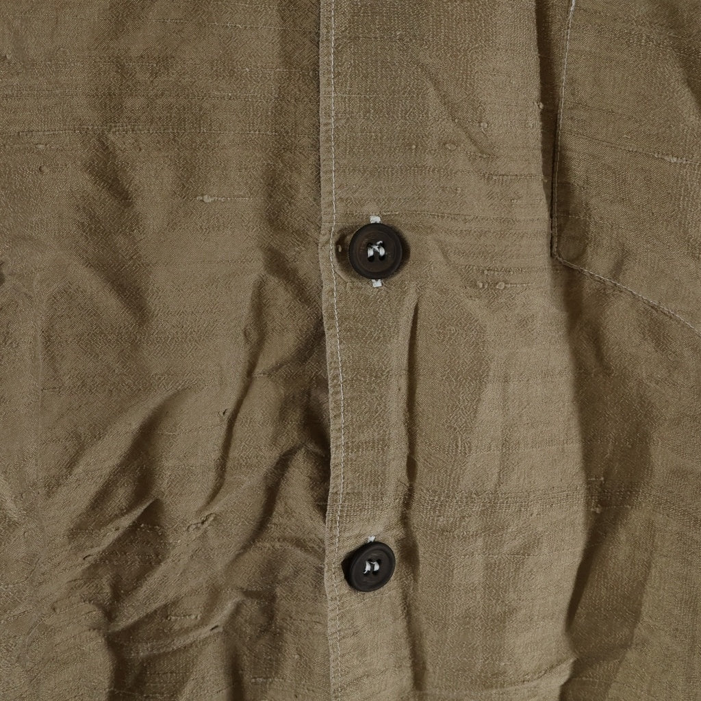 COMME des GARCONS HOMME(コムデギャルソンオム) 02AW AD2002 長袖リネンシャツ ブラウン HI-B015