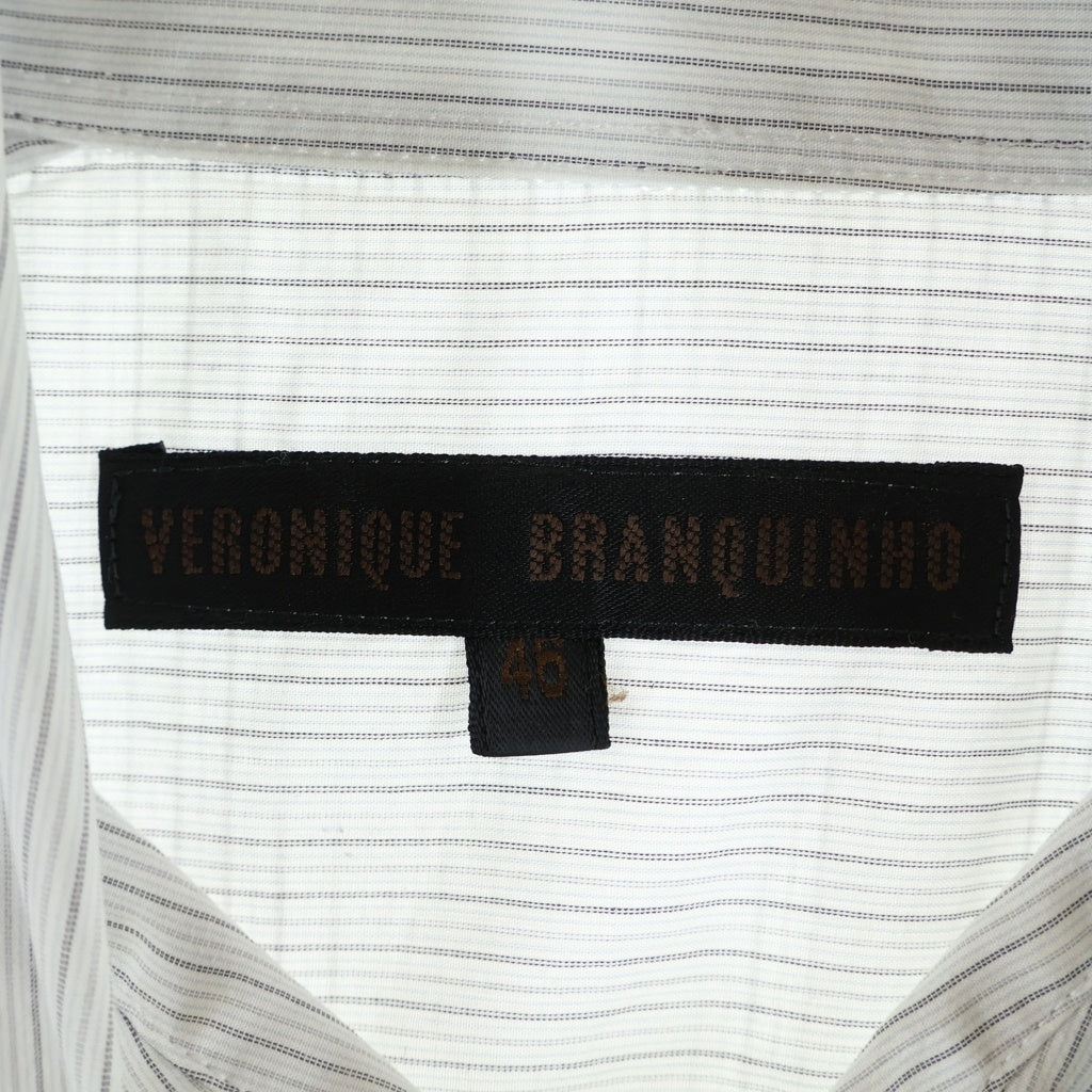 VERONIQUE BRANQUINHO(ヴェロニクブランキーノ) ベルギー製 長袖ストライプシャツ ホワイト/グレー 1179-399-3288