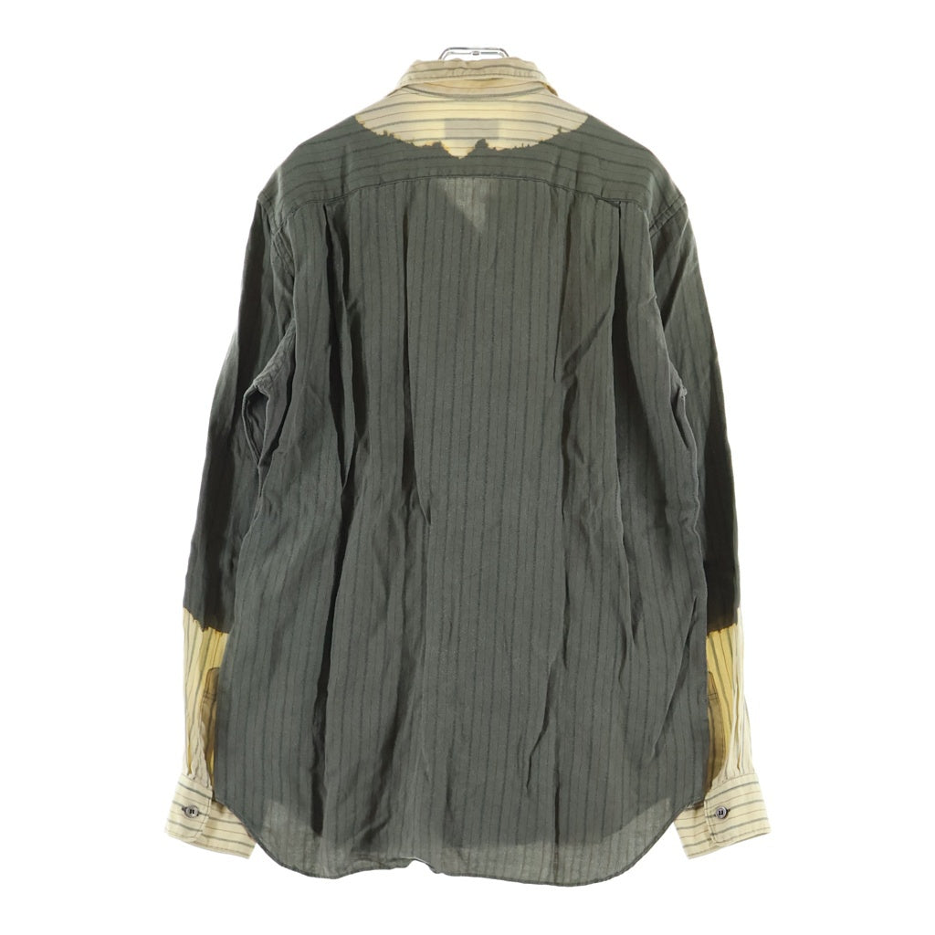 COMME des GARCONS HOMME PLUS(コムデギャルソンオムプリュス) 08AW AD2008 EVER GREEN カラー切り替えデザイン 長袖ストライプシャツ グリーン/イエロー PB-B202